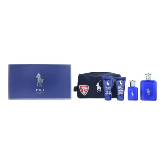 Ralph Lauren Polo Blue Gift Set: Eau De Toilette 125ml Eau De Toilette 40ml Shower Gel 50ml Aftershave Balm 50ml