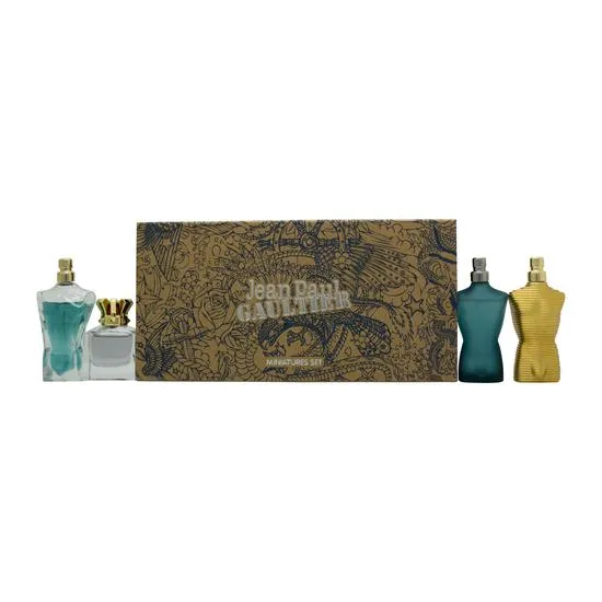 Jean Paul Gaultier Miniatures For Him Gift Set 7ml Le Male Eau De Toilette + 7ml Le Beau Eau De Toilette + 7ml Scandal Pour Homme Eau De Toilette + 7ml Le Male Elixir Eau De Parfum