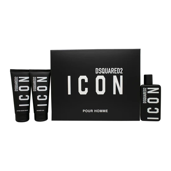 Dsquared2 Icon Pour Homme Eau De Parfum 100ml, Shower Gel 100ml + Aftershave Balm 100ml Gift Set