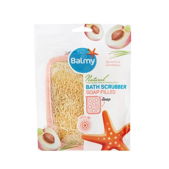 Balmy Naturel Bath Scrubber Nectarine & Lemongrass Soap Filled