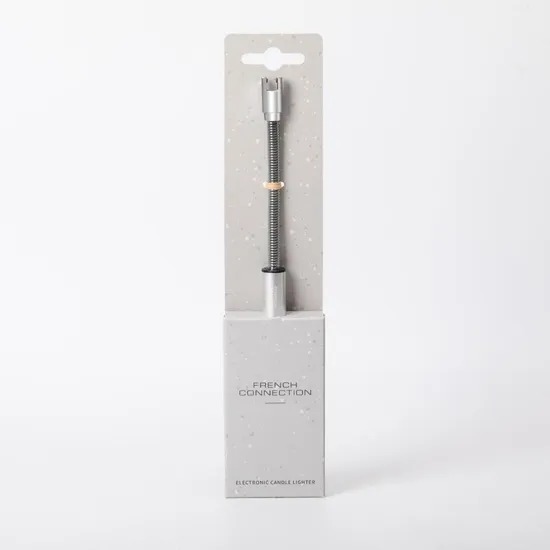 French Connection Rechargable Candle Lighter | USB Plasma Lighter with 360° Long Flexible Neck | Arc Windproof Lighter with LED Battery Display | Flameless with Safe Button (Silver) - Image 2