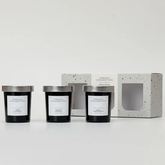 French Connection Black Collection Trio Of Candles Gift Set