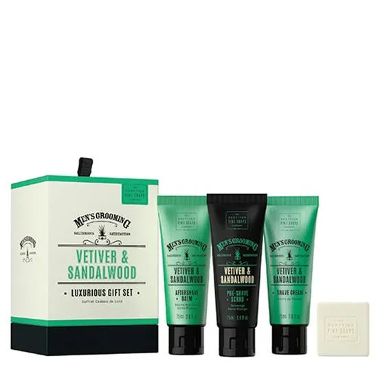 Scottish Fine Soaps Men's Grooming Vetiver & Sandalwood Luxurious Gift Set