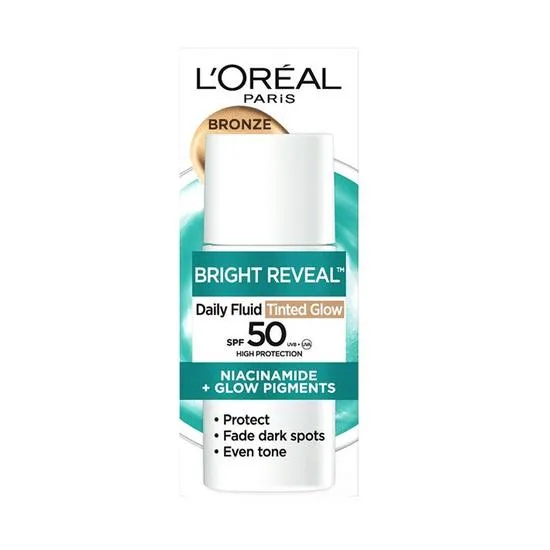 L'Oreal Paris Bright Reveal Daily Fluid Tinted Glow SPF 50 Bronze