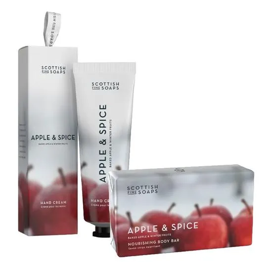Scottish Fine Soaps Duo Apple & Spice Nourishing Body Bar 220g & Apple & Spice Hand Cream 75ml