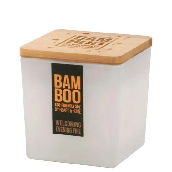 BAMBOO Large Jar Candle Welcoming Evening Fire