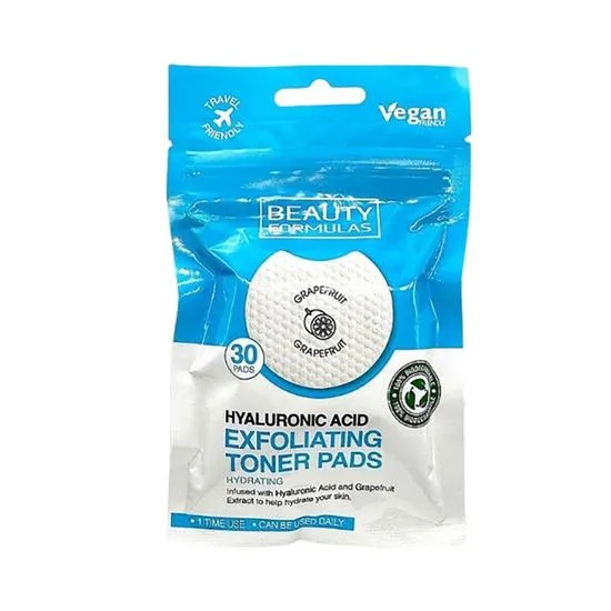 Beauty Formulas Hyaluronic Acid Exfoliating Toner Pads