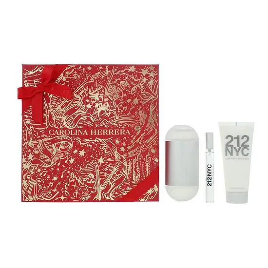 Carolina Herrera 212 NYC Eau De Toilette 100ml, Eau De Toilette 10ml + Body Lotion 100ml Gift Set For Her