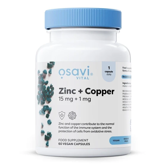 Osavi Zinc + Copper, 15Mg + 1Mg - 60 Vegan Caps - Image 3