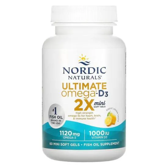 Nordic Naturals Ultimate Omega 2x Mini With Vitamin D3 1120mg Lemon