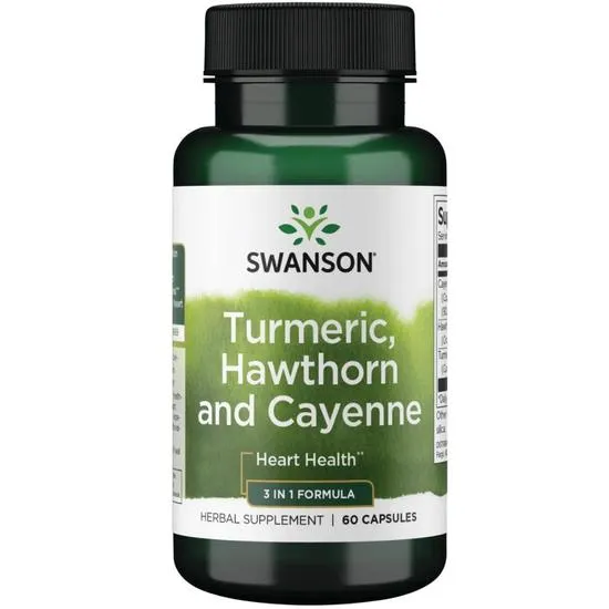 Swanson Turmeric, Hawthorn And Cayenne - 60 Caps - Image 2