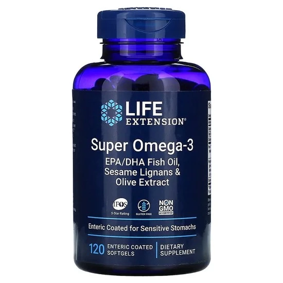 Life Extension Super Omega-3 Epa/Dha Fish Oil, Sesame Lignans & Olive Extract, 120 Enteric Coated Softgels - Image 4
