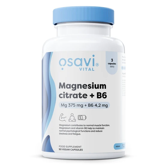Osavi Magnesium Citrate + Vitamin B6 Muscle Relaxation 375Mg Vegan Capsules - 90 Capsules - Image 4
