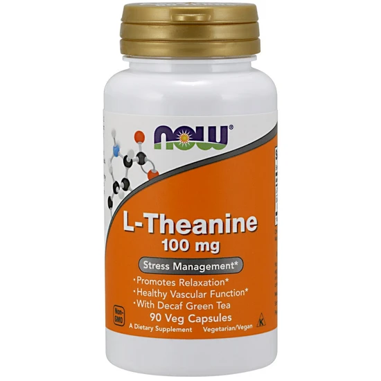 NOW Foods L-Theanine With Decaf Green Tea 100mg Capsules