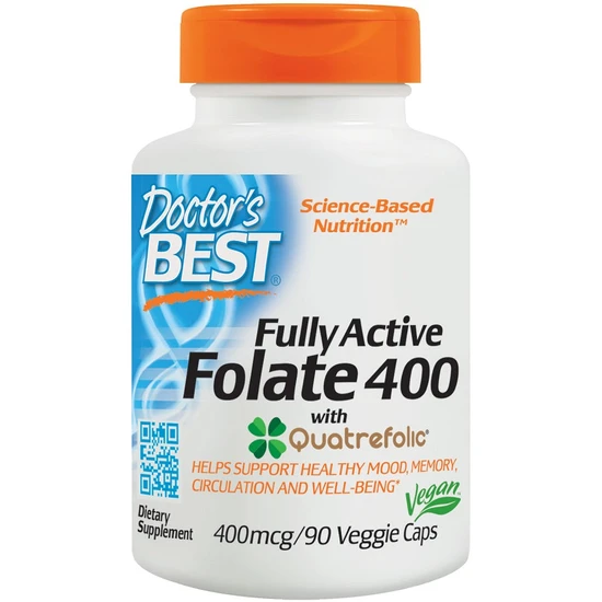 Doctor's Best Fully Active Folate 400 With Quatrefolic, 400Mcg - 90 Vcaps - Image 5