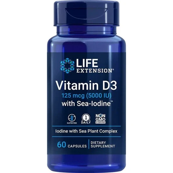 Life Extension Vitamin D3 With Sea-Iodine 5000iu Capsules