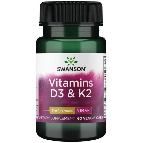 Swanson Vitamins D3 & K2 50mcg & 75mcg Capsules