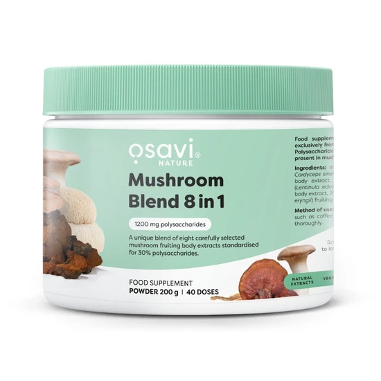 Osavi Mushroom Blend 8 in 1 – 200 g Powder | Extracts from Lion’s Mane, Cordyceps, Reishi, Chaga, Shiitake, Maitake, Tremella & King Trumpet | Standardised for 30% polysaccharides - Image 3