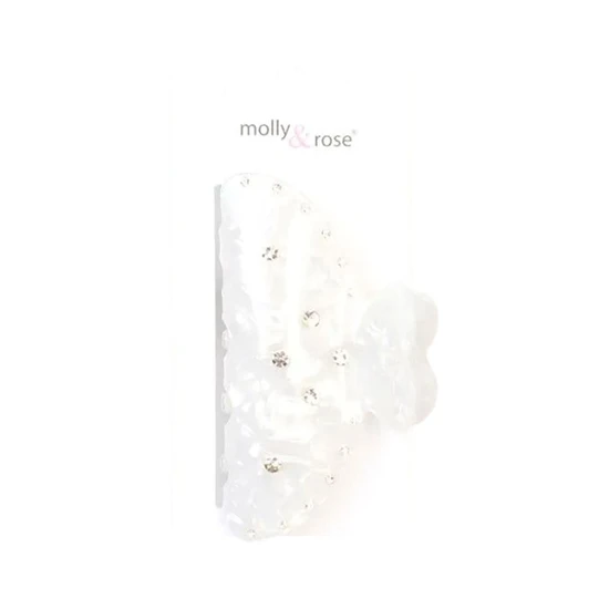 Molly And Rose Ivory Pearlescent Clamp With Clear Stones