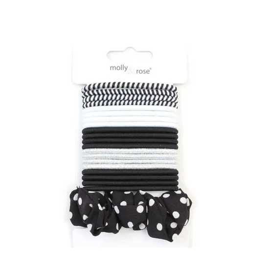Molly And Rose Black & White Elastics & Scrunchie Set