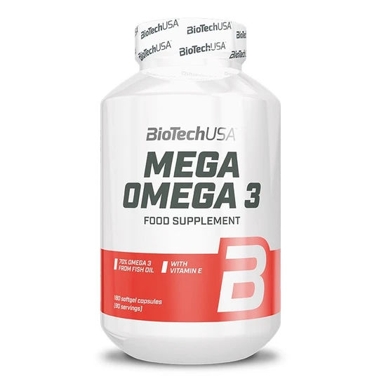 BiotechUSA Mega Omega 3 1000mg with Vitamin E - 180 Softgel Capsules - Image 4