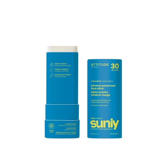 Attitude Sunly Kids Mineral Sunscreen Face Stick SPF 30 Unscented