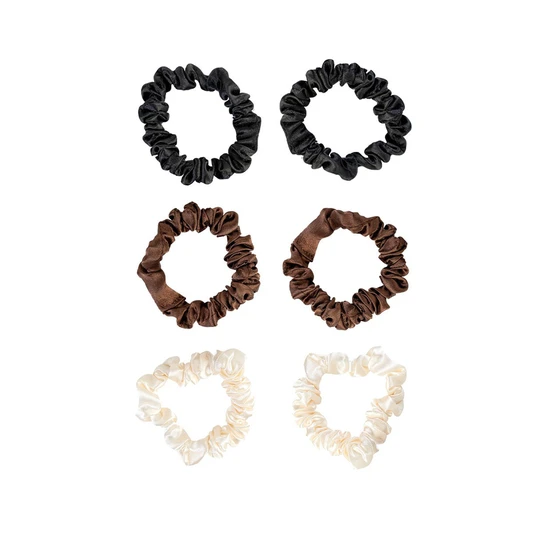 Brushworks Skinny Satin Scrunchies X6