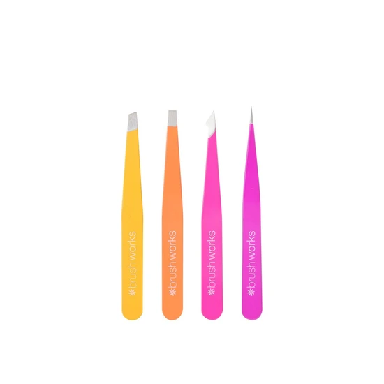 Brushworks Combination Tweezer Set Set Of Tweezers For Eyebrows Type Brights 4 Pc - Image 2