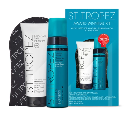 St.tropez Self Tan Award Winning Kit, Express Bronzing Mousse 200 Ml, Gradual Tan Firming Body Lotion 200 Ml, Applicator Mitt, Vegan Fake Tan & Skincare - Image 6
