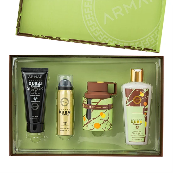 Armaf Odyssey Dubai Chocolat Gift Set 100ml EDP + 250ml Shampoo + 100ml S/G + 50 - Image 5