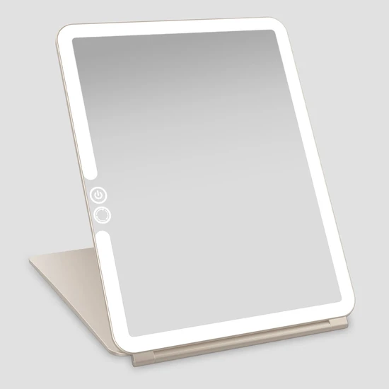 LUNA London Eclipse Travel Mirror | LED Lighted Rechargeable Vanity Makeup Mirror in Beige | Size: 1 Pack - Image 6
