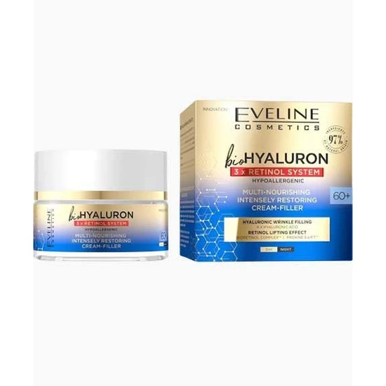 Eveline Bio Hyaluron 3xretinol System Multi Nourishing Cream Filler 60 Plus