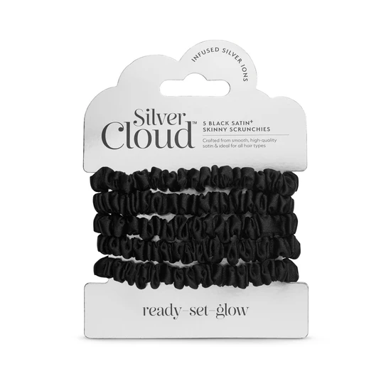 Silver Cloud Satin Skinny Scrunchies x 5 Infused with Silver Ions, One Colour, Women - Image 2