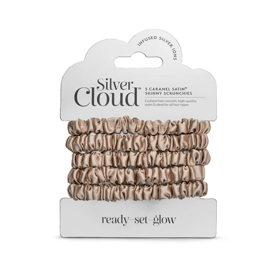 Silver Cloud Beauty Cloud Skinny Hair Scrunchie Caramel 5 Pack - Image 3