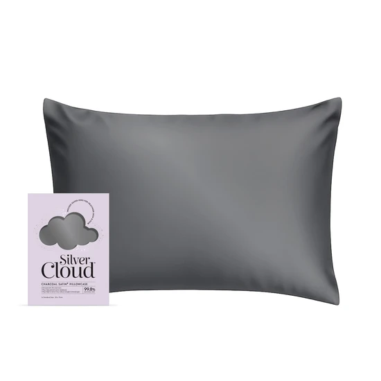 Silver Cloud Charcoal Satin Pillowcase With Silver Ions