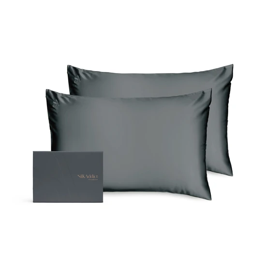 - Silk Addict 100% Mulberry Silk Pillowcase TwinpackCharcoal - Image 2