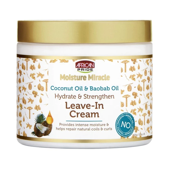 African Pride Moisture Miracle Coconut Oil & Baobab Oil Leave-in Cream