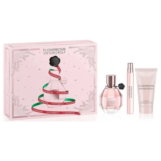 VIKTOR&ROLF Flowerbomb Eau De Parfum Gift Set 50ml & 10ml Eau De Parfum + 50ml Body Lotion