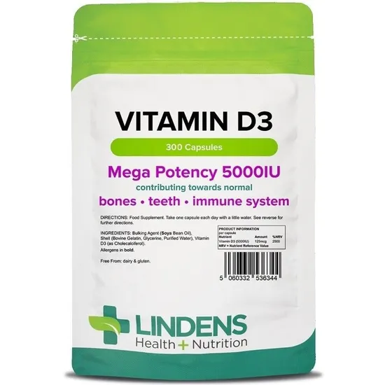 Lindens Vitamin D3 5000Iu Capsules 300 Capsules