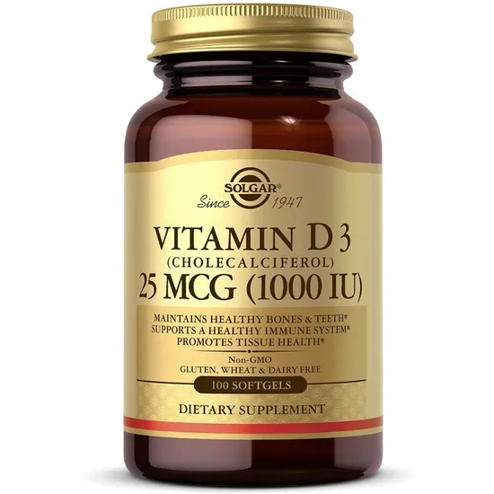 Solgar Vitamin D3 25ug 1000iu Softgels