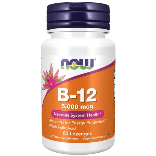 NOW Foods Vitamin B-12 With Folic Acid 5000mcg Lozenges