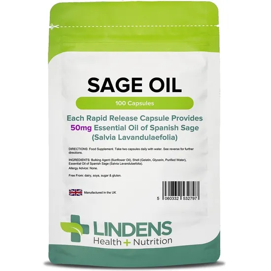 Lindens Sage 50mg Essential Oil Capsules