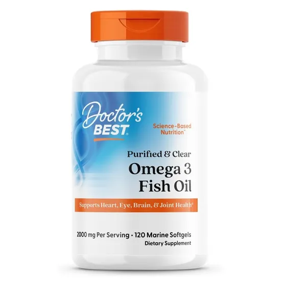 Doctor's Best Purified & Clear Omega 3 Fish Oil 1000mg Marine Softgels