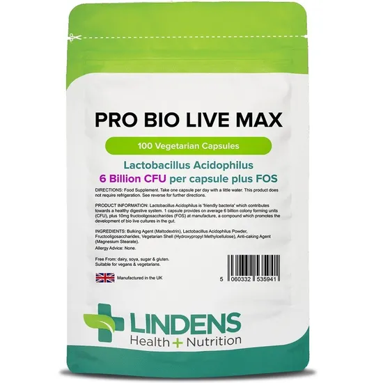 Lindens Pro Bio Live Max 6bn Veg Capsules