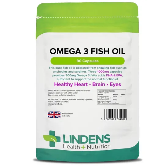Lindens Omega 3 Fish Oil% DHA/EPA Capsules 90