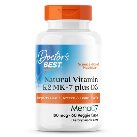 Doctor's Best Natural Vitamin K2 MK7 With MenaQ7 Plus D3 180mcg