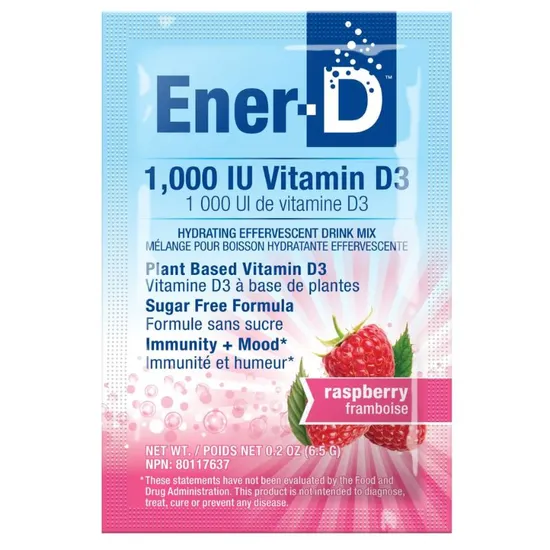 Ener-Life Ener-D Vit D3 1000IU Raspberry Sugar Free Sachets
