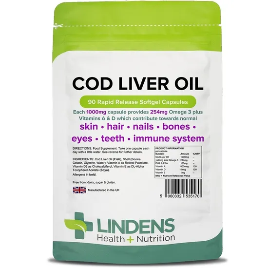 Lindens Cod Liver Oil 1000mg Capsules