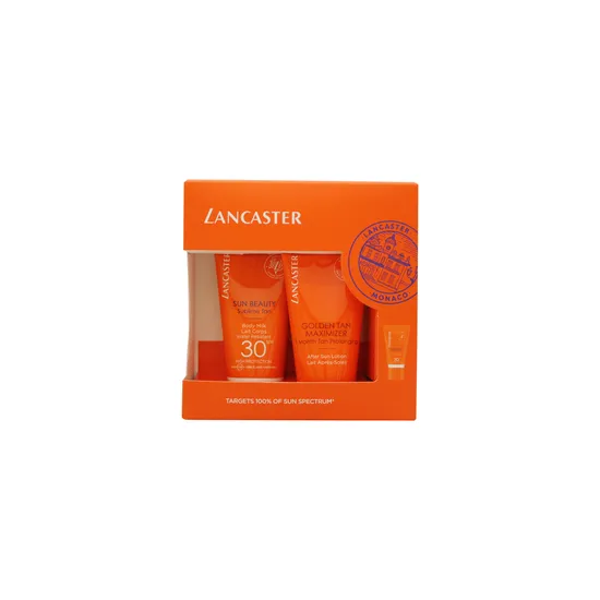 Lancaster Sun Beauty Gift Set 50ml Sun Beauty Body Milk SPF 30 + 50ml Aftersun Golden Maximiser + 3ml Sun Beauty Face Cream SPF 30