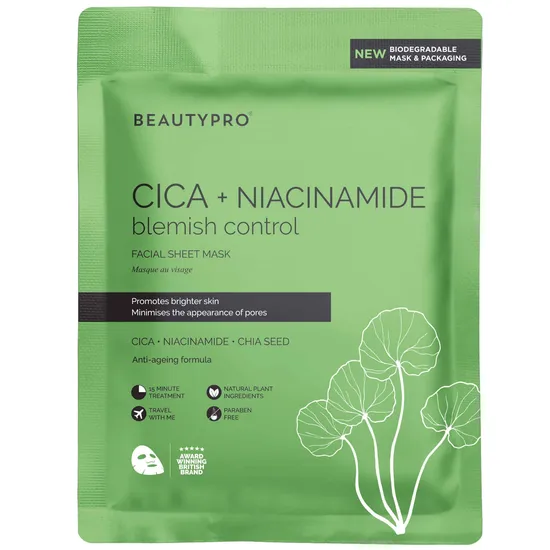 BeautyPro Cica + Niacinamide Blemish Control Facial Sheet Mask